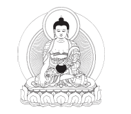 6 Samyaksambuddha, Buddha Shakyamuni, yang secara menyeluruh telah merealisasi kenyataan paling mendalam dari semua keberadaan, saya bersujud, menjadikan- Mu sebagai andalan, dan memberikan