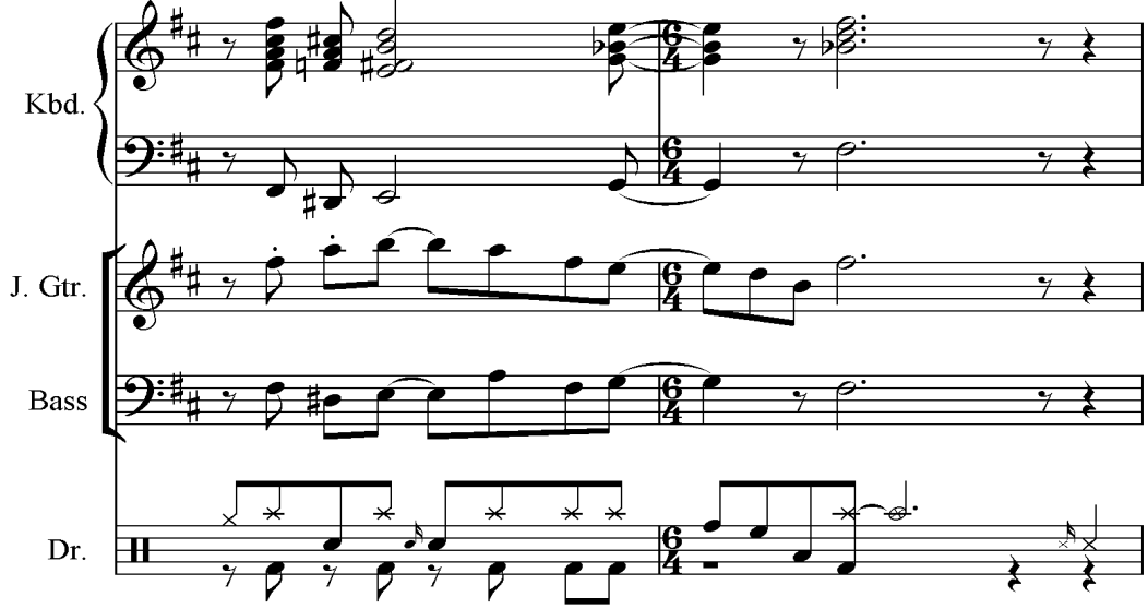birama, (birama 36-44) menggunakan progresi akord Gmaj 7,