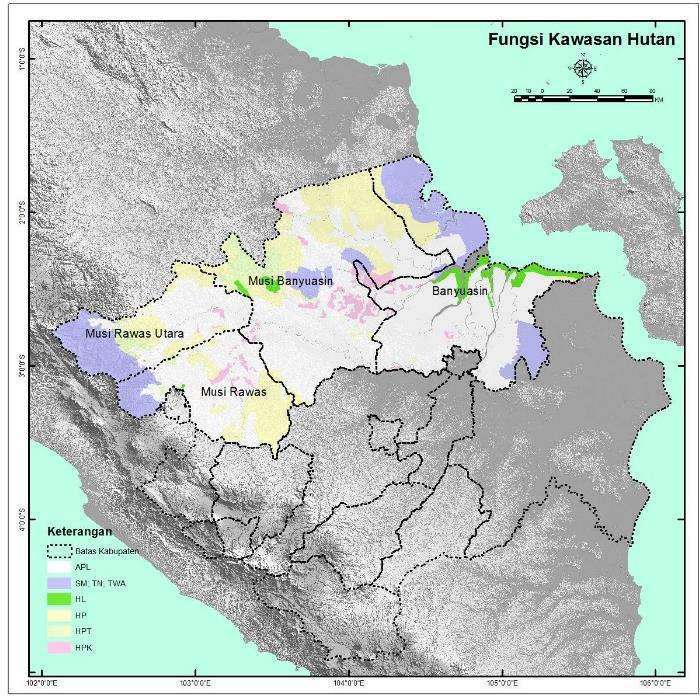 Cakupan Areal Studi Kawasan hutan di 4 kabupaten Luas kawasan hutan 1.707.