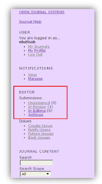 Gambar 17: Halaman untuk menambah editor Ketika editor klik link ASSIGN maka secara otomatis akan masuk pada notifikasi akun editor yang bersangkutan.