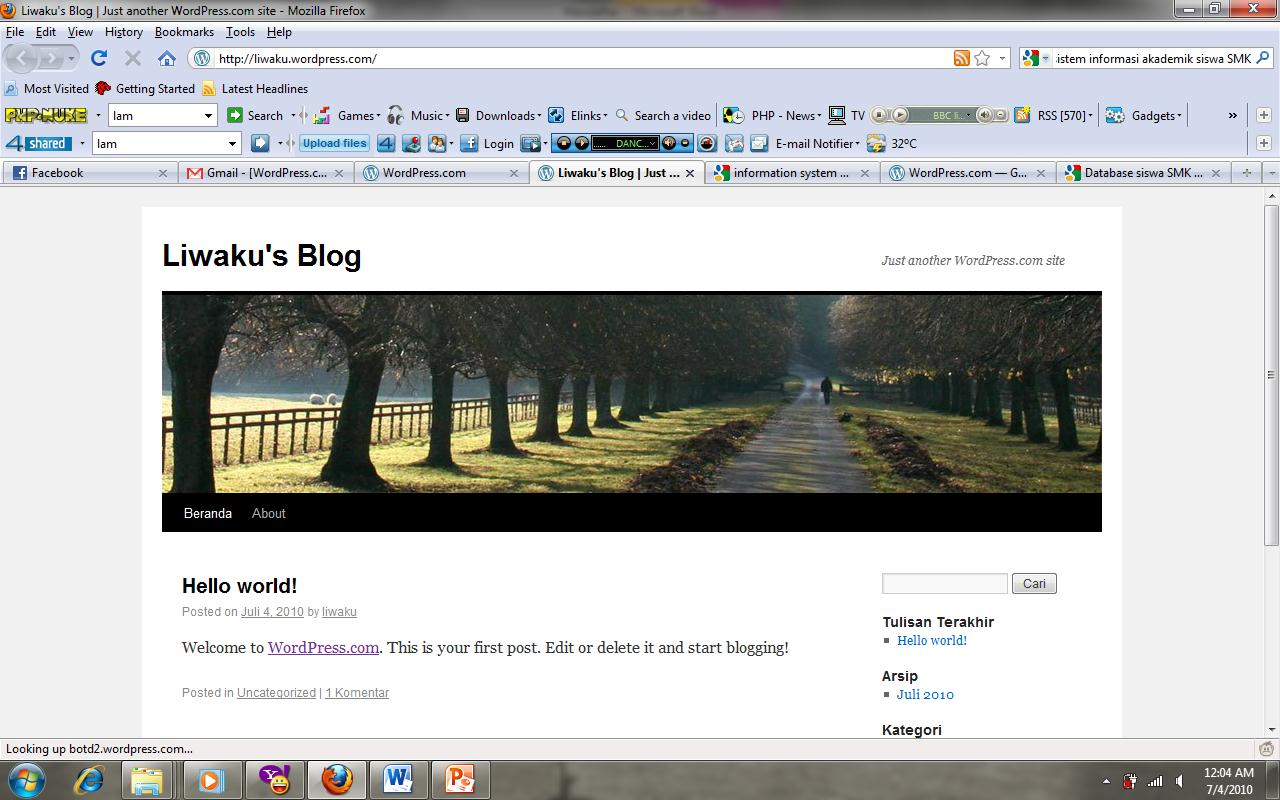 9. Bukalah Blog anda (misalnya) http://liwaku.