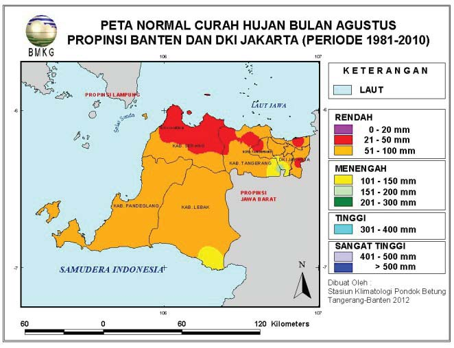 Peta Rata-rata Hujan Bulan Juni Propinsi Banten dan DKI Jakarta Gambar 3.