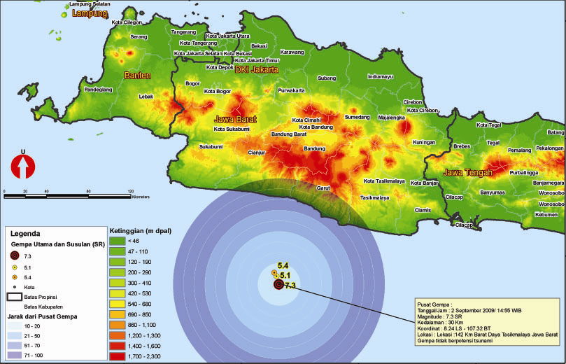 00 WIB, dilaporkan informasi kejadian alam dan bencana di wilayah Indonesia yang diperoleh Pusdalops BNPB sebagai berikut : I. Gempa bumi tektonik di Kabupaten Tasikmalaya, Prov. Jawa Barat A.