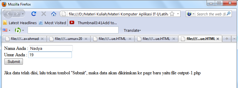 b. Contoh Method Post File-2 : input-2.html <html> <body> <form action="output-2.