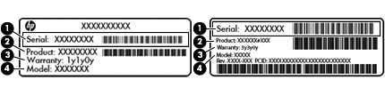 Label Label yang tertera pada komputer memberikan informasi yang mungkin diperlukan saat memecahkan masalah sistem atau melakukan perjalanan ke luar negeri dengan membawa komputer.