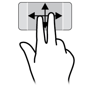 Gulir dua jari Gunakan gestur gulir dua jari untuk bergerak ke atas, bawah, atau samping pada halaman atau gambar.