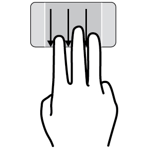 Menutup aplikasi Dengan perlahan tekan tiga jari pada bagian atas zona Panel Sentuh dan sapukan