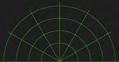 popmatrix(); Gambar 3.11 Sudut pandang dan garis jarak Untuk menggambar garis yang bergerak sepanjang radar menggunakan fungsi drawline().