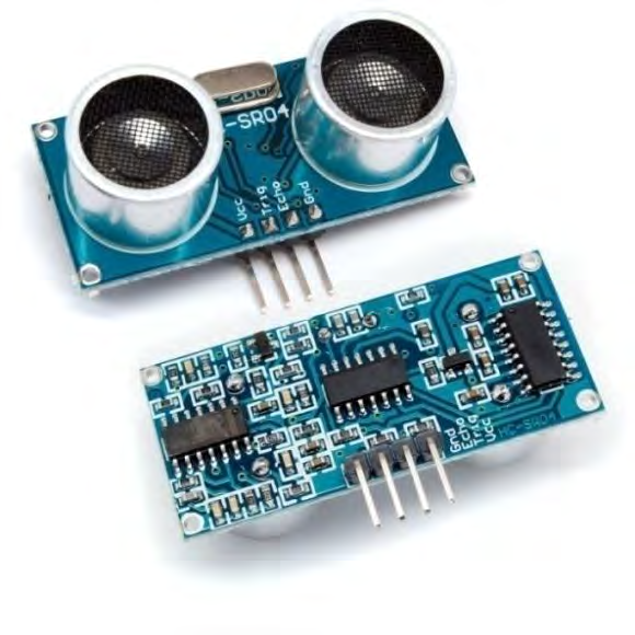 3.2.1. Sensor Ultrasonik HC-SRO4 Modul Ultrasonik umumnya berbentuk papan elektronik ukuran kecil dengan beberapa rangkaian elektronik dan 2 buah transducer.