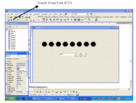 Revisi : 01 Tgl : 1 Maret 2008 Hal 5 dari 8 4. Kopi atau gandakan komponen Shape tersebut sehingga menjadi 8 lingkaran hitam. Caranya adalah sebagai berikut. 5. Klik pada shape, lalu klik kanan mouse, pilih menu Edit Copy lalu lepas mouse.