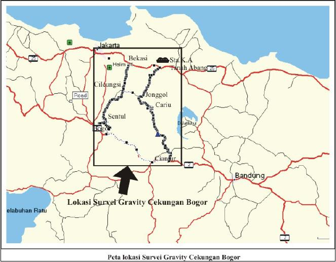 62 2. Lintasan Cileungsi, pengukuran dimulai dari Bekasi, Cileungsi, Sentul, dan berakhir di sungai Cikeas Bogor.