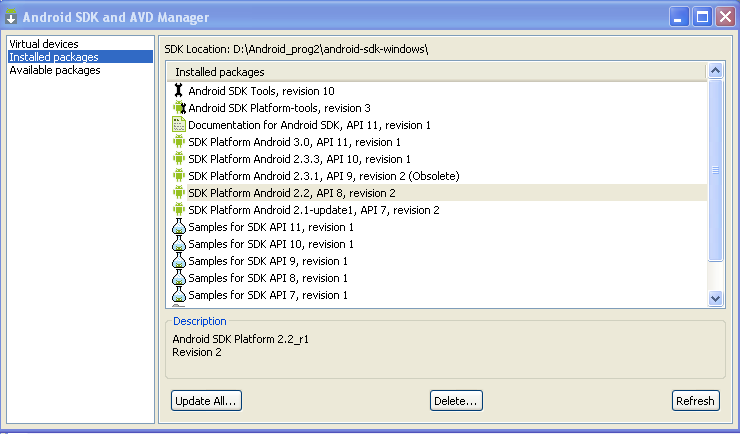 Java EE-Eclipse Pada tampilan Android SDK dan AVD