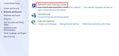 8 Network and Sharing Center 4.