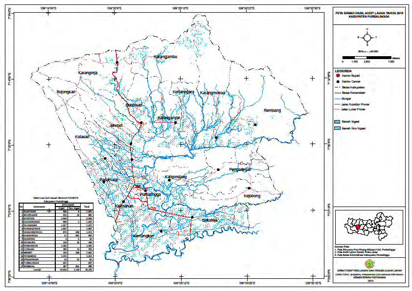 Peta 2.5 Peta Lahan Sawah Kabupaten Purbalingga Sumber : Data Spasial Pemetaan Lahan Sawah Tahun 2010 2.2.3 