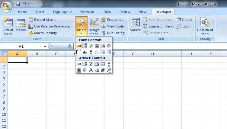 2 Pilih tab developer Setelah mengaktifkan tab Developer menu toolbar Microsoft Excel, Anda sudah dapat memulai untuk membuat VBA Macro pada Microsoft Excel yang sesuai dengan keinginan anda, sebagai
