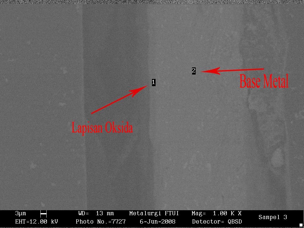 Gambar 4.12 Foto struktur mikro sampel dengan larutan asam oksalat 0.
