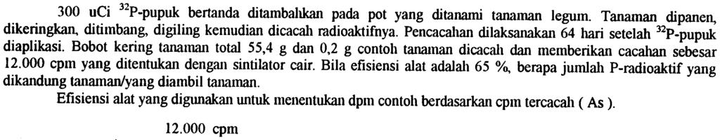 Peneli/ion don Pengembangon Aplikas! ls%p dan Rodias!, 1999 Tabel. Serapan p-tsp, P-Tanah, P-SP-, dan Efisiensi penggunaan SP- pada tanaman kelapa sawit LAMPIRAN Contoh Perhitungan p.