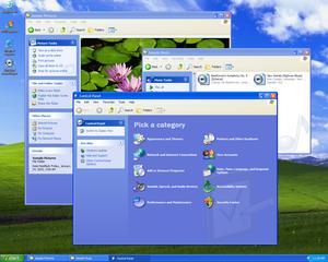 Logo Microsoft Windows yang didesain ulang oleh Microsoft saat merilis Windows XP, yang digunakan hingga 4 Desember 2006 Tampilan Windows XP menampilkan folder Sample Pictures, Sample Music, dan