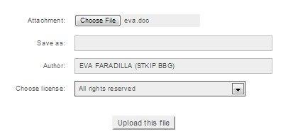 6 Tekan Choose File untuk memilih file yang akan diunggah (upload). Setelah itu tekan Upload this file untuk mengunggah. Kemudian diakhiri dengan mengklik Simpan perubahan.