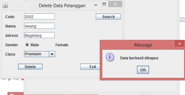 Delete Digunakan untuk menghapus data yang tidak diinginkan, atau terjadi kesalahan input.
