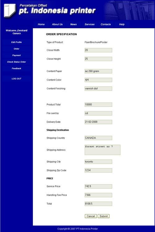 4.4.2.22 Tampilan Halaman Specification Order Kategori Flyer / Brochure / Poster 344 Gambar 4.