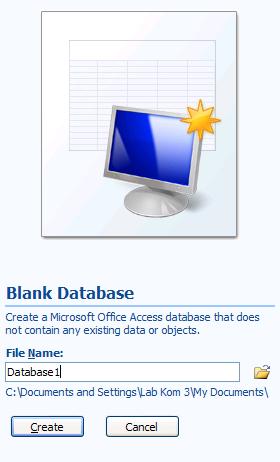 Di bagian tampilan awal pilih Blank Database atau bisa juga memilih New Blank database pada bagian Microsoft Office