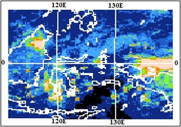 Pola angin pada peta streamline (Gambar 27) menunjukkan adanya daerah konvergensi yang cukup dekat dengan Sulawesi Utara sehingga menyebabkan massa udara tertarik ke daerah tersebut.