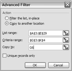 Pilihan ini digunakan jika data tersaring dikopi ke tempat lain. Pada kasus ini pilih Copy to another location dan tulis G6 di kotak teks Copy to. 5.