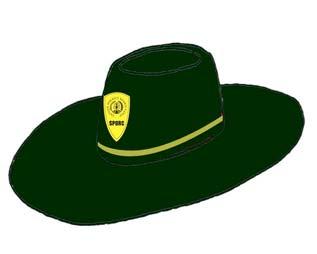 Gb. 93 : Topi Lapangan 1. Bentuk : topi lebar, warna dasar hijau tua (sama dengan warna bahan pakaian). 2.