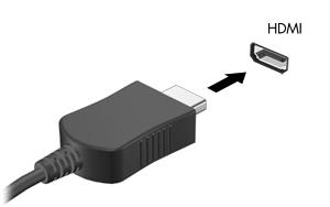 Menghubungkan perangkat HDMI (hanya model tertentu) Rongga HDMI (High Definition Multimedia Interface) menghubungkan komputer ke perangkat video atau audio opsional, seperti televisi definisi tinggi,