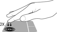 Menggunakan Panel Sentuh Untuk memindahkan penunjuk, gerakkan satu jari pada permukaan Panel Sentuh ke arah penunjuk hendak dipindahkan.