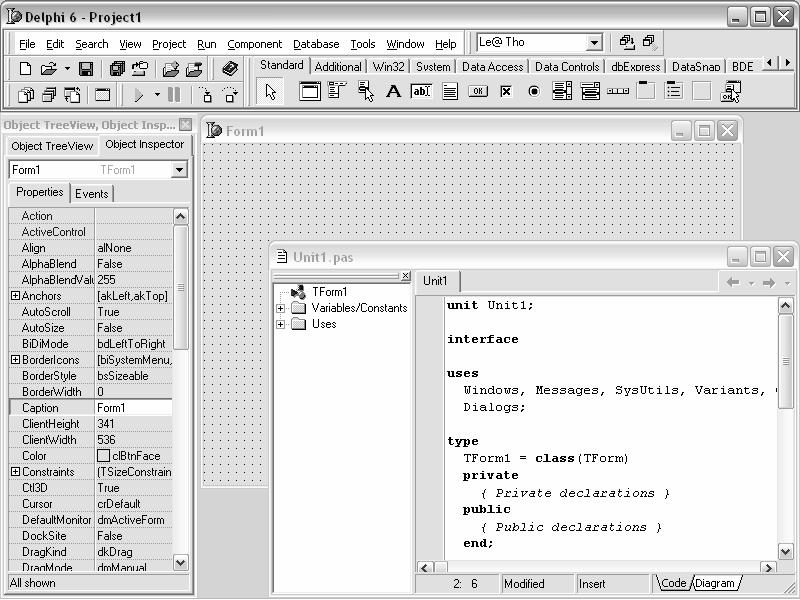 5. Code Explorer : Berfungsi untuk menuliskan kode program. Kode program yang dituliskan dalam bentuk pernyataan-pernyataan bahasa Object Pascal. 6.