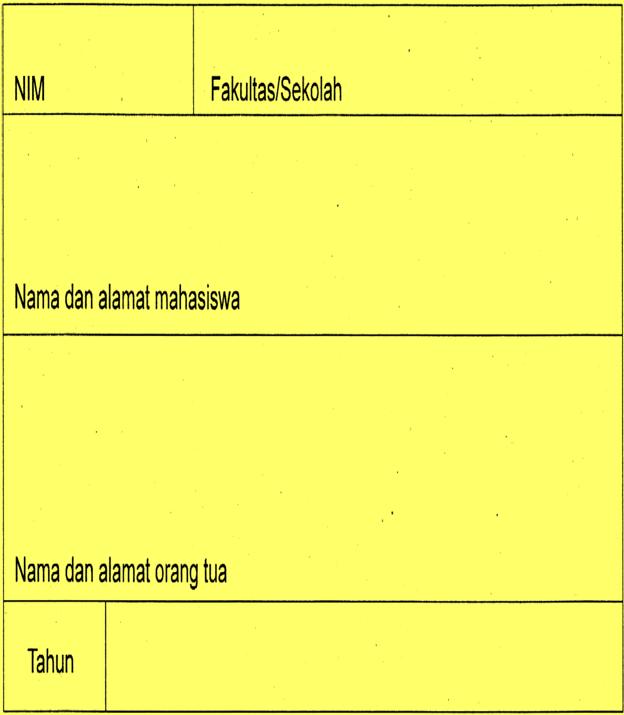 Isi Formulir Keanggotaan (Bag. Depan) 20512001 FMIPA Vivian Dwiyanti Jl. Tubagus Ismail No.