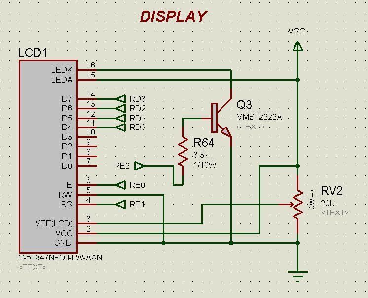mikrokontroler pada port C. Skematik LCD dan LCD 4 baris dan 20 kolomdisajikan pada Gambar 3.7 Gambar 3.7. LCD 4 baris x 20 kolom dan Skematik LCD 3.2.5.