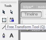 Aktifkan free transform tool untuk merubah ukuran obyek Langkah 5 : Ubah ukuran