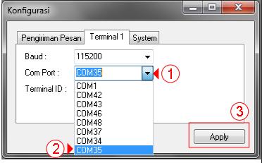 pilih tab Terminal 1, kemudian klik tombol Update (3) untuk membuka kuncian.