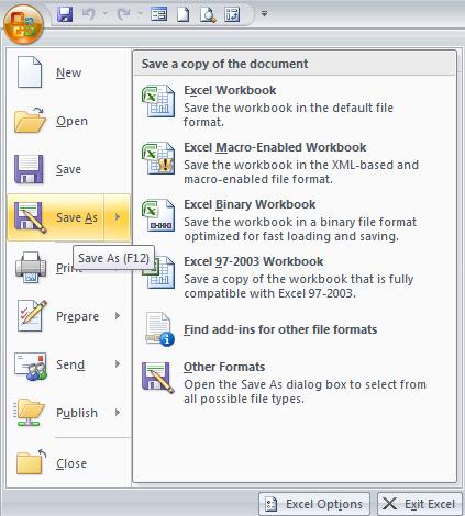 2. Membuka Workbook Yang Telah Tersimpn Untuk membuka Workbook yang telah tersimpan dapat dilakukan dengan : Pilih Office Button Klik