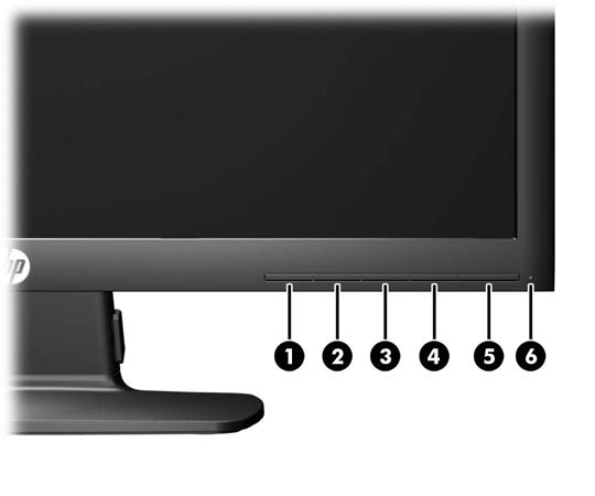 Kontrol pada Panel Depan Gambar 2-6 Kontrol pada Panel Depan Monitor Tabel 2-1 Kontrol pada Panel Depan Monitor Kontrol Fungsi 1 Menu Membuka, memilih atau keluar dari menu OSD.