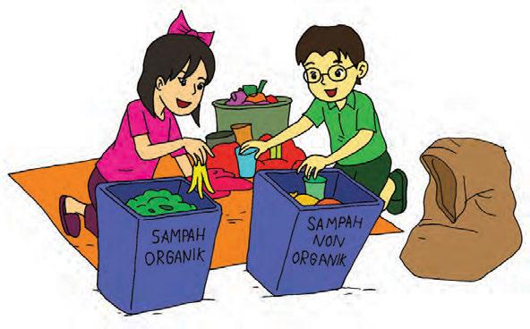 Ayo Amati Lomba Memilah Sampah Amati gambar ini. Lani dan Udin sedang memilah sampah. Sampah dipisahkan antara sampah organik dan nonorganik.