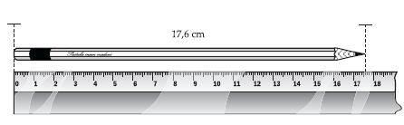 Berdasarkan gambar tersebut jika ditulis dengan nilai ketidakpastiannya maka panjang pensil adalah... cm. a. 17,6 ± 0,05 b. 17,6 ± 0,005 c. 17,5 ± 0,005 d. 17,5 ± 0,05 e. 17,5 ± 0,5 16.