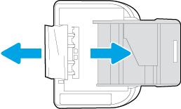 b. Balikkan printer dari sisi tersebut untuk menunjukkan bagian bawah printer secara perlahan. c. Perhatikan celah pada printer dari mana baki masukan terpasang.