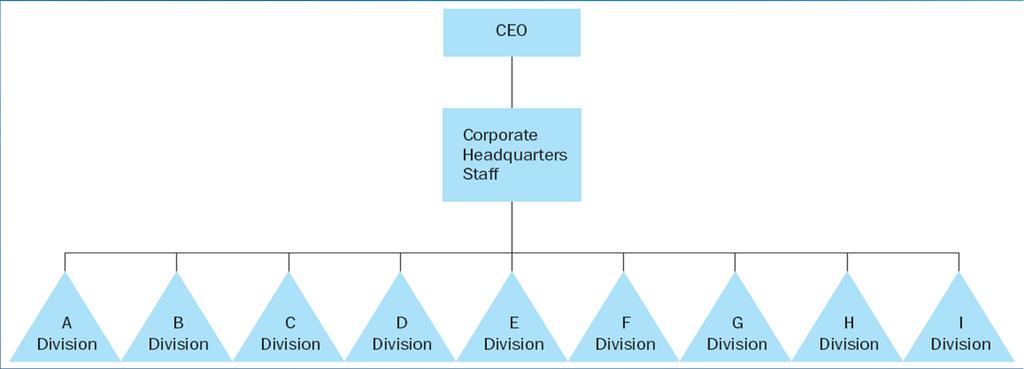 Strategi & Struktur Tingkat Perusahaan Untuk organisasi yang beroperasi di lebih dari satu domain, struktur multidivisional sesuai Struktur konglomerat dan