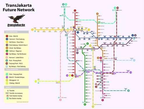 Tabel 3-35 Koridor Busway Eksisting Tahun 2012 Sumber : BLU Transjakarta Gambar 3-31 Peta jalur Busway Eksisting dan Rencana Berdasarkan data dari BLU Transjakarta pada tahun 2008 untuk