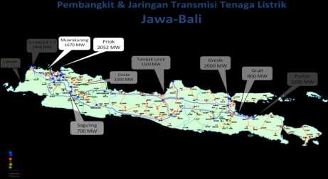 BAB 4 ANALISIS PENGEMBANGAN WILAYAH PERENCANAAN Gambar 4-5 : Sistem Pembangkit dan Jaringan Transmisi Tenaga Listrik Jawa-Bali Pembangkit listrik Muara