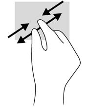 Perkecil tampilan dengan menempatkan dua jari secara renggang pada zona Panel Sentuh, kemudian rapatkan.