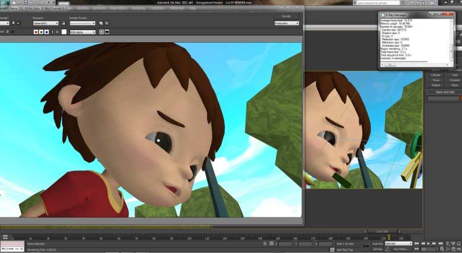 11 Proses Animasi Karakter 5. Lighting dan rendering Pengaturan arah datang cahaya dan bayangan dalam hasil image sequence.