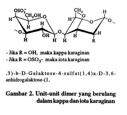 panen, dan metode ekstraksi yang digunakan. Lambda karaginan merupakan suatu molekul rantai linier yang tersusun atas unit-unit dimer yang berulang-ulang, yaitu 3-D-Gal-(1,4)- oc-d-gal (Gambar 1).