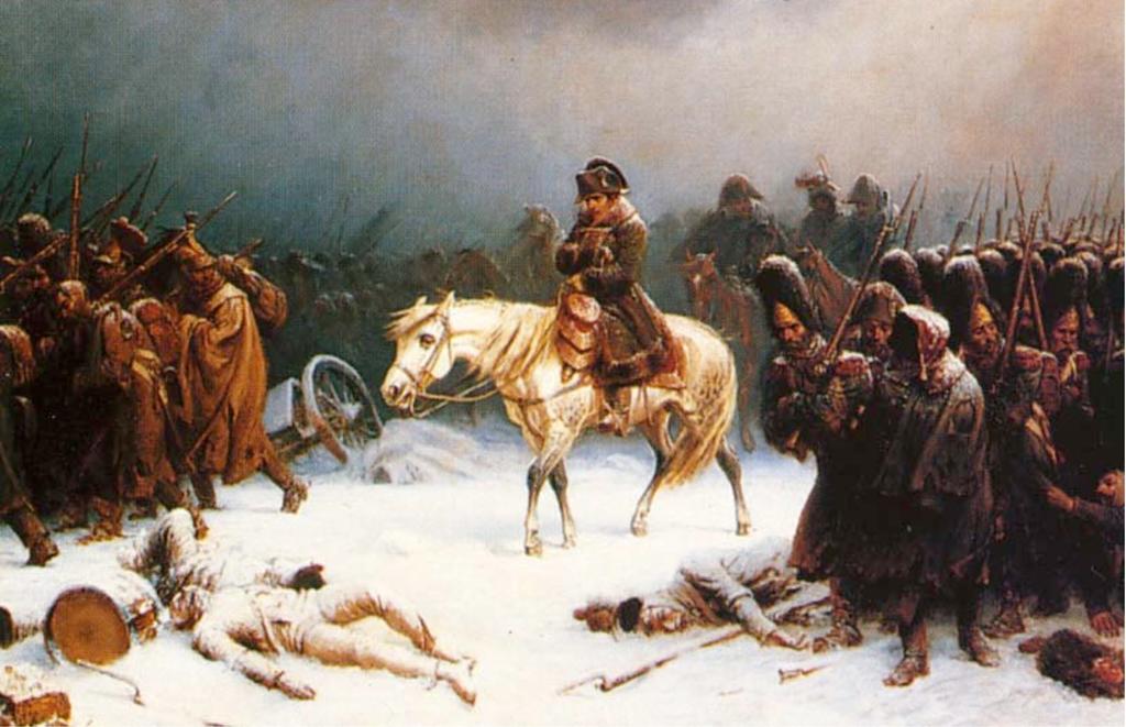 SUPPLY CHAIN Ketidaksiapan logistic pasukan Napoleon mengakibatkan kekalahan dalam pertempuran di Russia. (A painting by Adolph Northen).