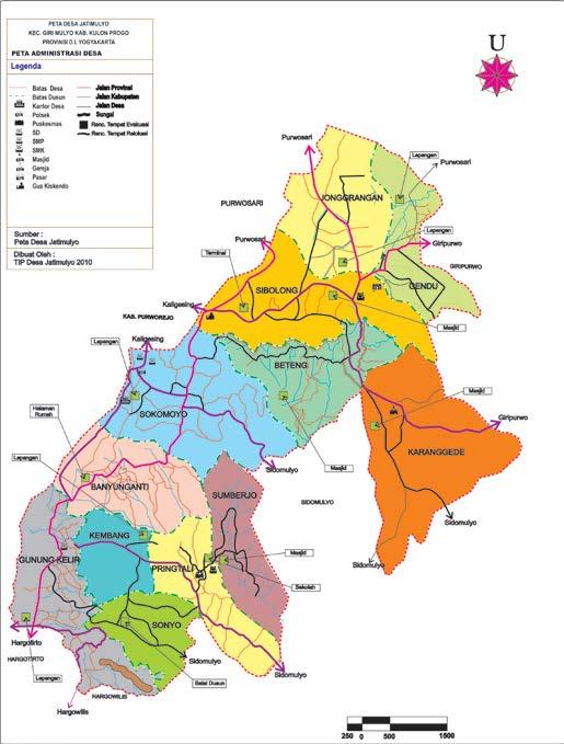 36 Gambar 2. Peta Wilayah Desa Jatimulyo (Sumber: Data Kantor Kelurahan Jatimulyo, Kecamatan Girimulyo, Kabupaten Kulon Progo, 2016).