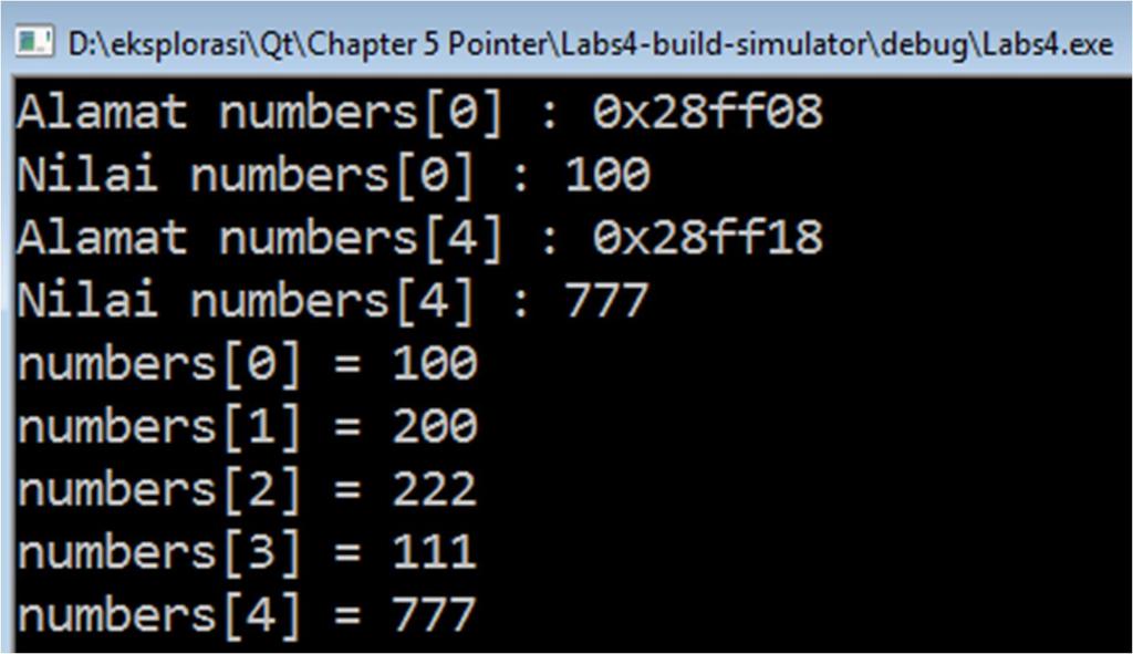 2. Tekan Ctrl+R untuk menjalankan program, outputnya adalah sebagai berikut.